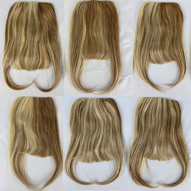 Bangs Hair Clip 27/613 Light Color Brazilian Human Hair Clip-in Hair Bang Full Fringe Short Straight Hair Extension For Women 6-8inch