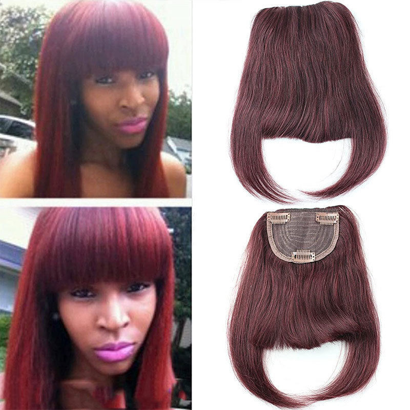 Bangs Hair Clip 27/613 Light Color Brazilian Human Hair Clip-in Hair Bang Full Fringe Short Straight Hair Extension For Women 6-8inch