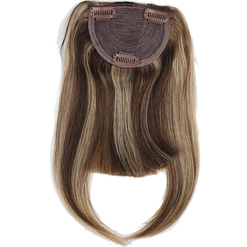 Bangs Hair Clip 27/613 Light Color Brazilian Human Hair Clip-in Hair Bang Full Fringe Short Straight Hair Extension For Women 6-8inch
