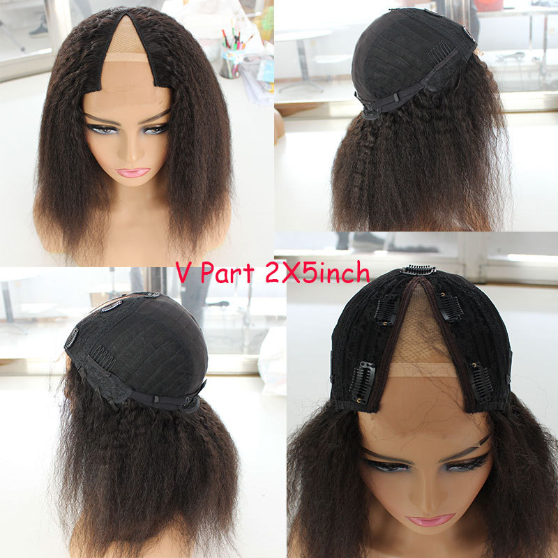 Voloriahair V Part Water Wave Human Hair Wig With 2X5inch Water Wavy V-part Wigs No Leave Out Upgraded Middle Part U Part Wig For Black Women Clip in Half Wig