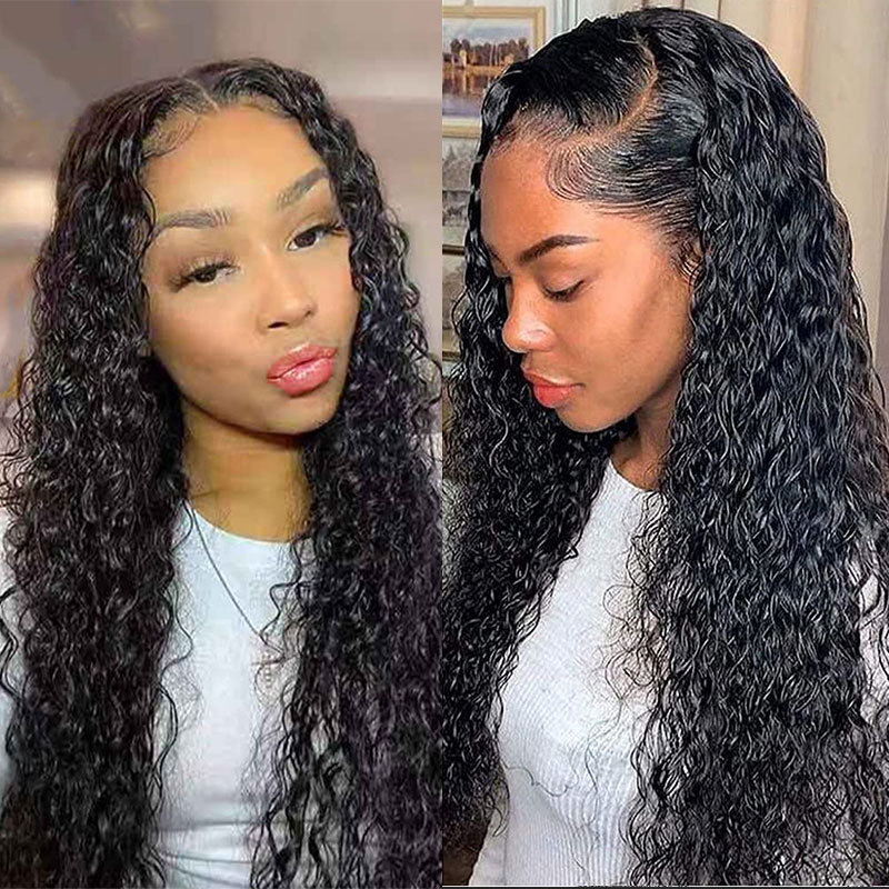 Voloriahair V Part Water Wave Human Hair Wig With 2X5inch Water Wavy V-part Wigs No Leave Out Upgraded Middle Part U Part Wig For Black Women Clip in Half Wig