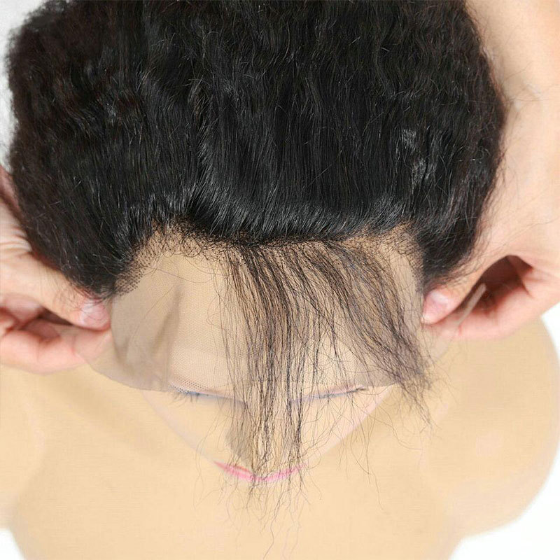Kinky Straight Closure Frontal Human Hair13x4 Lace Frontal Kinky Culry 100% Human Hair Free Part Ear To Ear Front Remy Hair For Women
