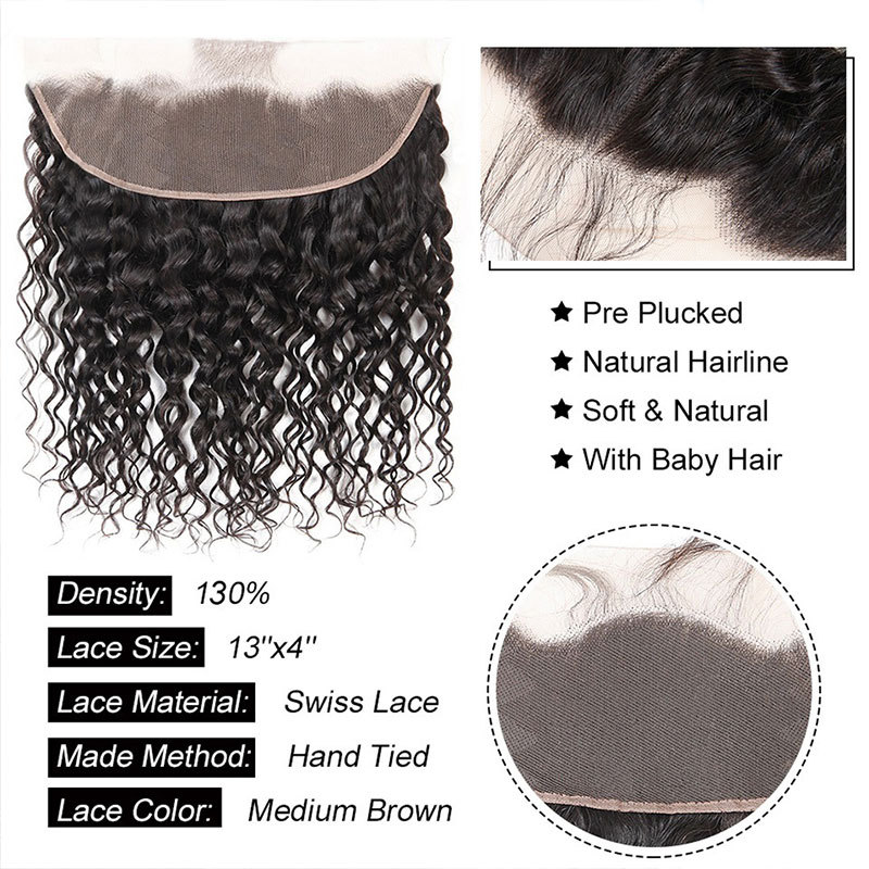 Voloria Lace Frontal Human Hair13x4 Swiss Lace Frontal Deep Culry Closure Free Part Ear To Ear Front Remy Hair Frontal For Women