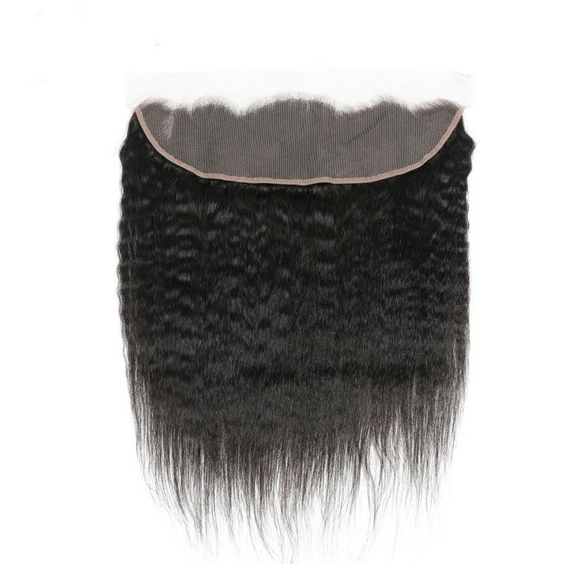 Kinky Straight Closure Frontal Human Hair13x4 Lace Frontal Kinky Culry 100% Human Hair Free Part Ear To Ear Front Remy Hair For Women