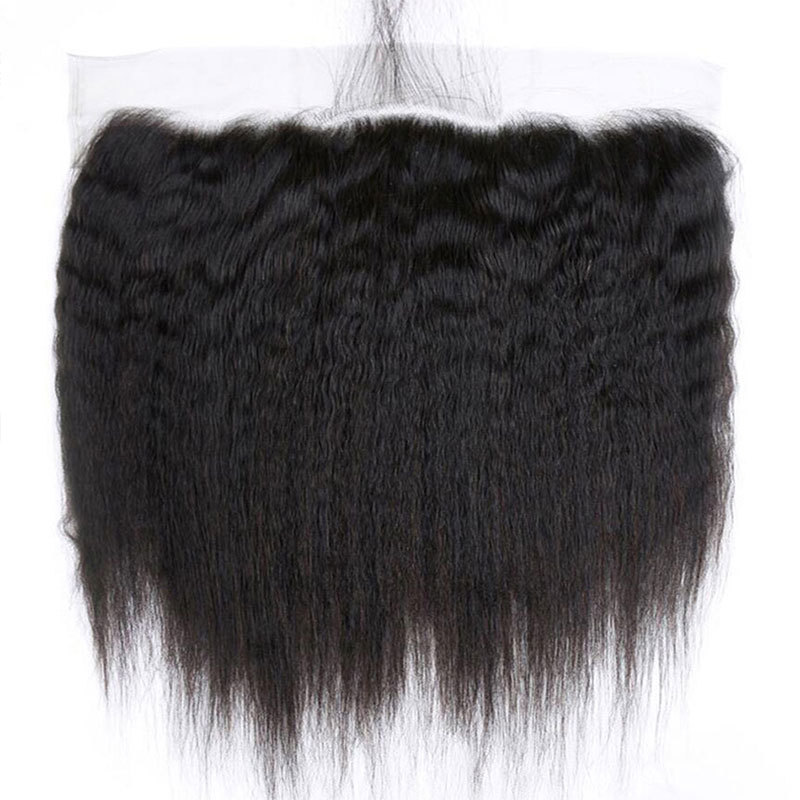 Kinky Straight Closure Frontal Human Hair13x4 Lace Frontal Kinky Culry 100% Human Hair Free Part Ear To Ear Front Remy Hair For Women