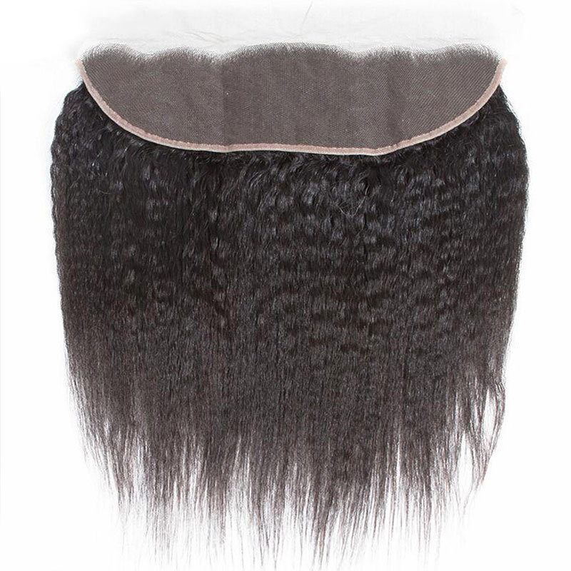 Kinky Straight Closure Frontal Human Hair13x4 Lace Frontal Kinky Culry 100% Human Hair Free Part Ear To Ear Front Remy Hair For Women