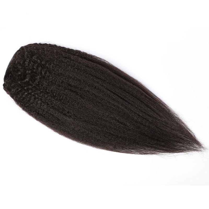 Kinky Straight Drawstring Ponytail Hair Extension Yaki Straight Ponytail Human Hair Brazilian Remy Hair Combs In Ponytail Extensions For Women 120g