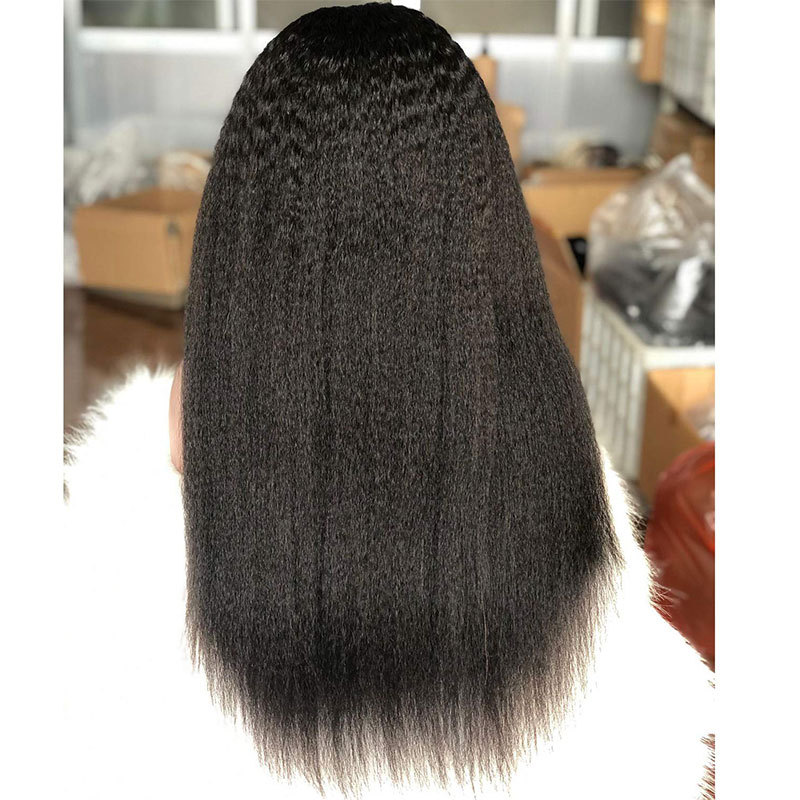 U Part Wigs Glueless Human Hair Wigs Kinky Straight For Women Brazilian Remy Hair Wigs Left Part 1x4inch Human Hair Wig With Clips Combs 200% Density