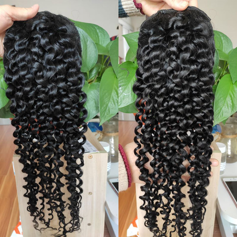 Deep Curly Drawstring Ponytail Human Hair Brazilian Remy Hair Clip In Extensions For Black Women Natural Color African American Hair Extensions