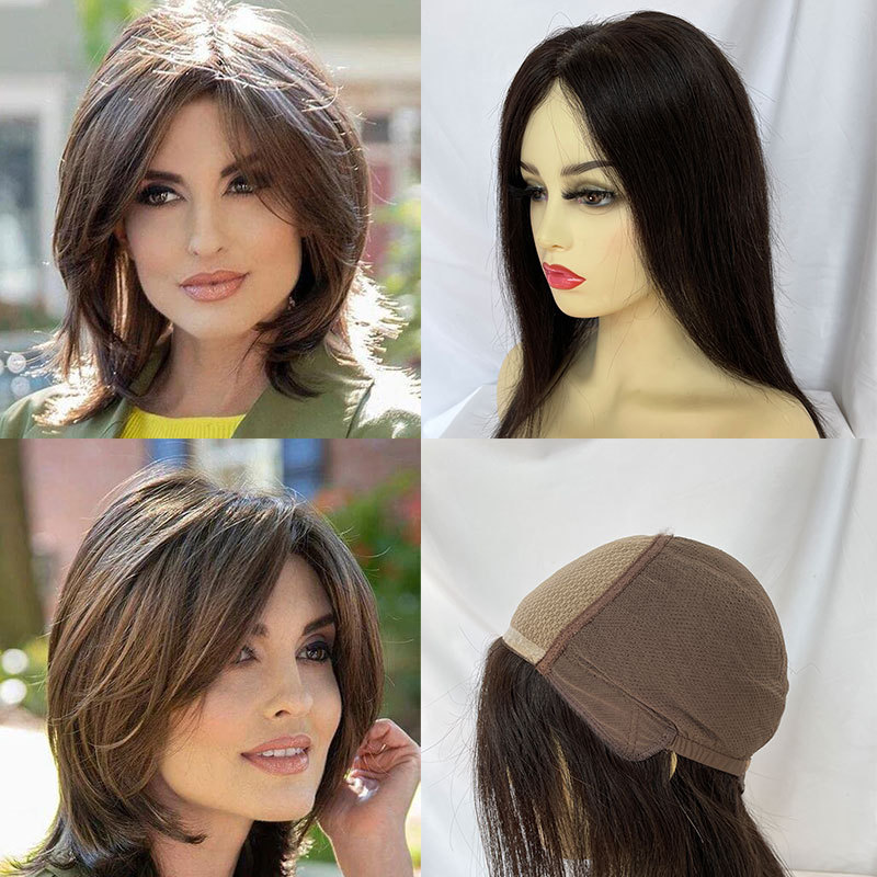 5X5 Silk Base Top Human Hair Jewish Wigs For Women Hair Silk Base Full Lace Wig Medical Full Lace Wigs Gluelesss Brazilian Silky Straight Hair Natural Color