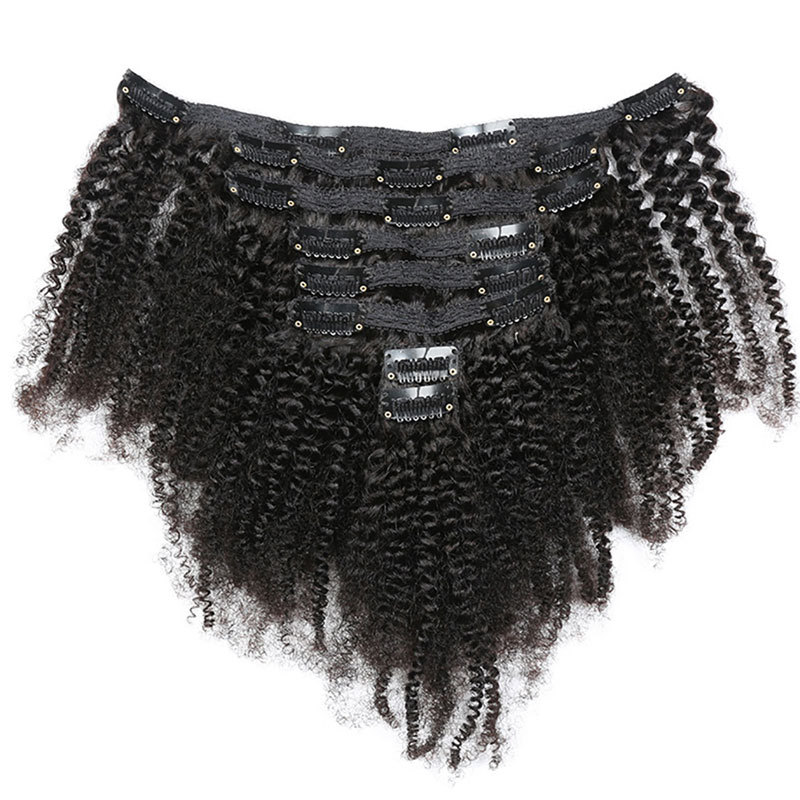 Kinky Curly Clip In Hair Extension 4B 4C Afro Kinky Curly Clip in Human Hair Extensions For Women 120g/set clip-in Full Head