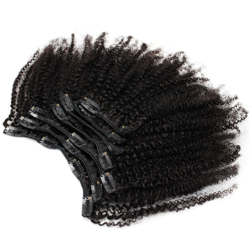 Kinky Curly Clip In Hair Extension 4B 4C Afro Kinky Curly Clip in Human Hair Extensions For Women 120g/set clip-in Full Head