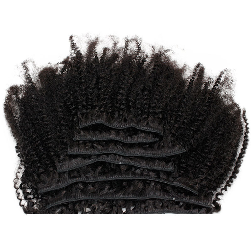 4B 4C Afro Kinky Curly Clip Ins Human Hair Extensions Natural Clipin Full Head 7 Pcs 120G 16 Clips Brazilian Remy Curly Clip Hair