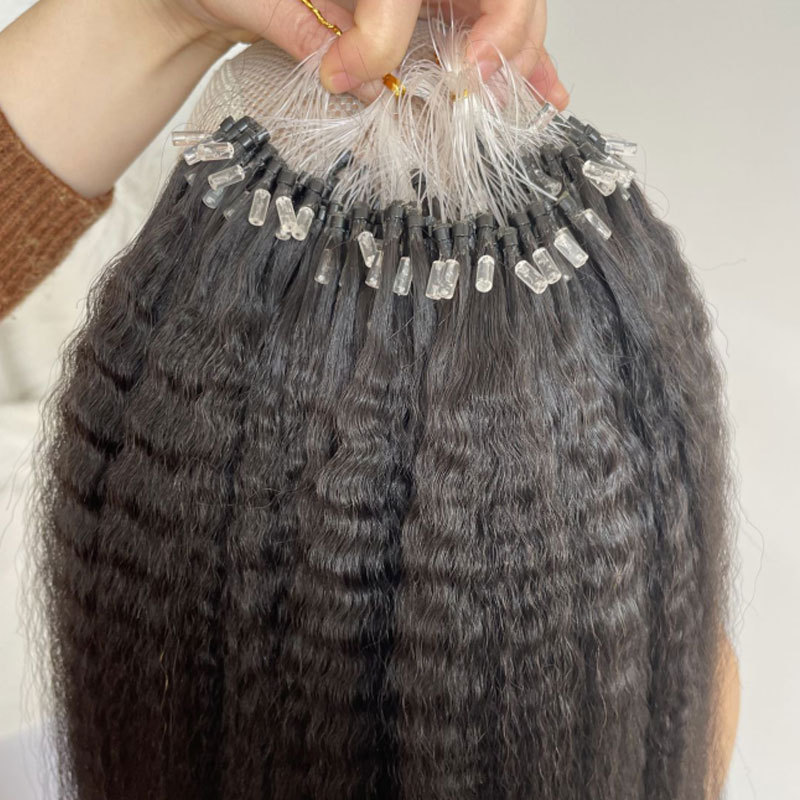 Microlink Hair Extensions Human Hair Kinky Straight Microbead Hair Extensions Remy Hair I Tip Hair Extensions Loop Rings Natural Black Brazilian Micro Links Human Hair For Black Women