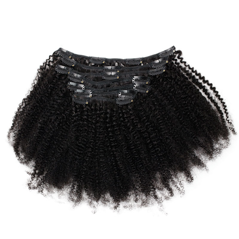 Kinky Curly Clip In Hair Extension 4B 4C Afro Kinky Curly Clip in Human Hair Extensions For Women 120g/set clip-in Full Head