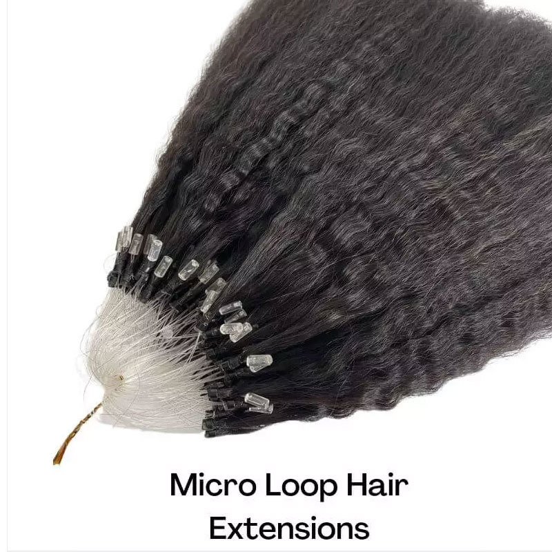 Microlink Hair Extensions Human Hair Kinky Straight Microbead Hair Extensions Remy Hair I Tip Hair Extensions Loop Rings Natural Black Brazilian Micro Links Human Hair For Black Women