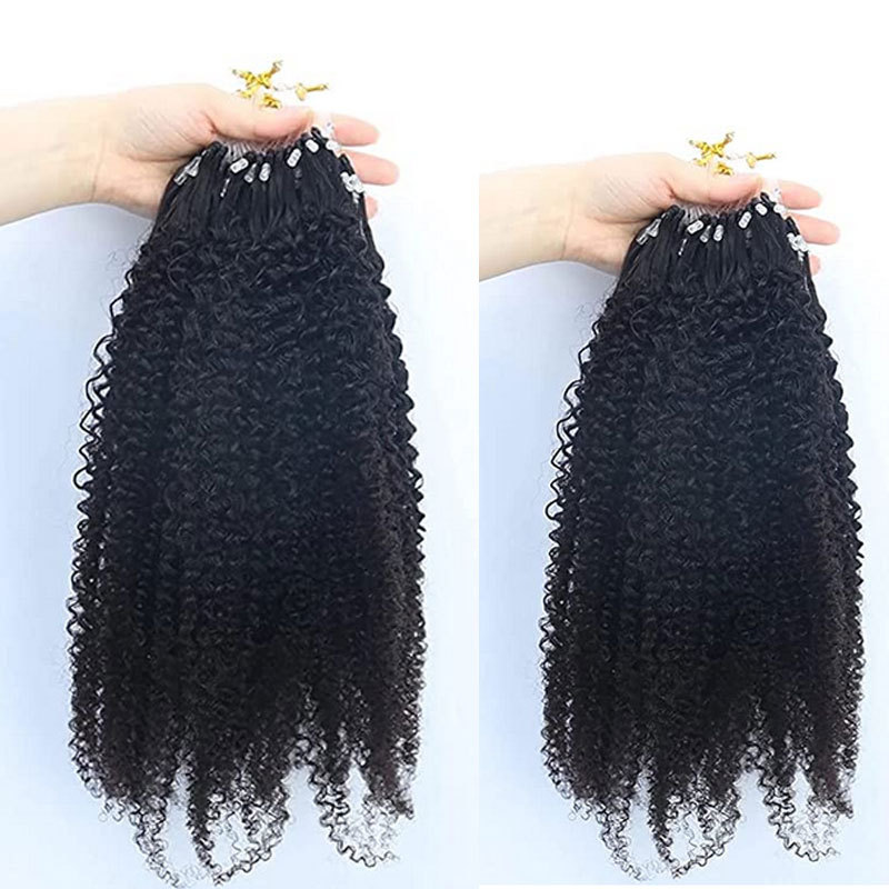 Afro Kinky Curly Micro Loop Hair Extensions For Black Women Brazilian Kinky Curly I Tip Hair Microlinks Hair Extension Natural Black Color