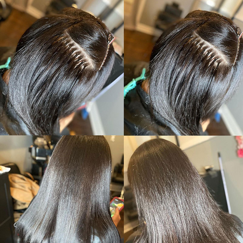 Microlink Hair Extensions Human Hair Extension I Tip Hair Extensions For Women Natural Black Brazilian Silk Straight Virgin Hair 100g/Lot
