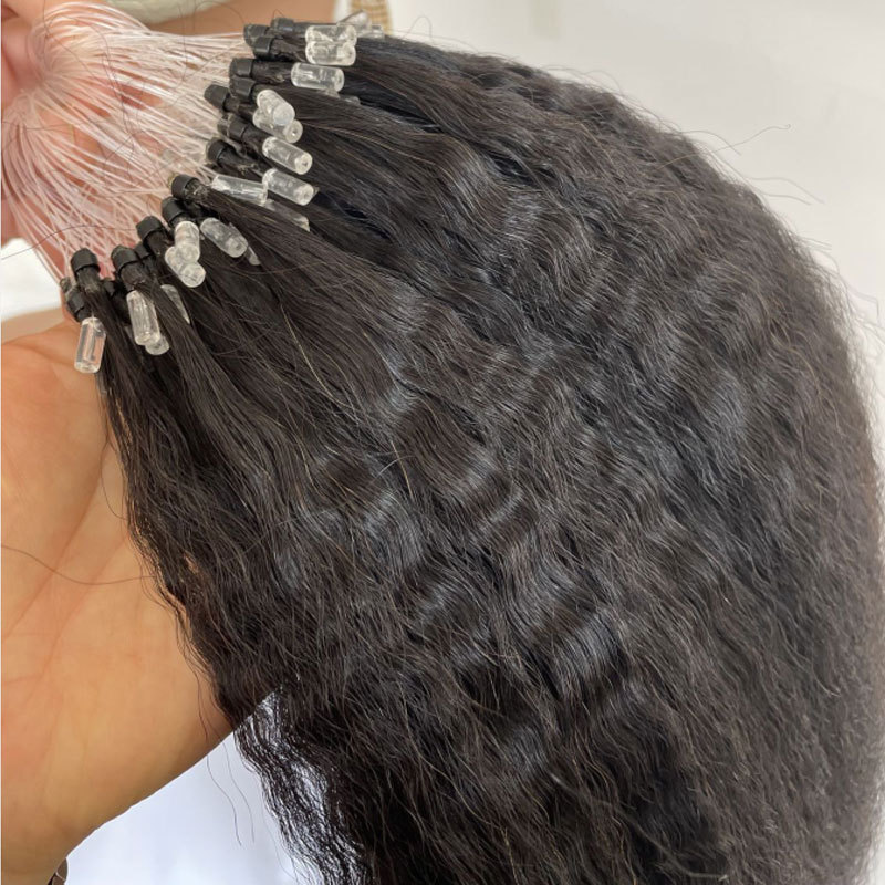 Microlink Hair Extensions Human Hair Kinky Straight Microbead Hair Extensions Remy Hair I Tip Hair Extensions Loop Rings Natural Black Brazilian Micro Links Human Hair For Black Women