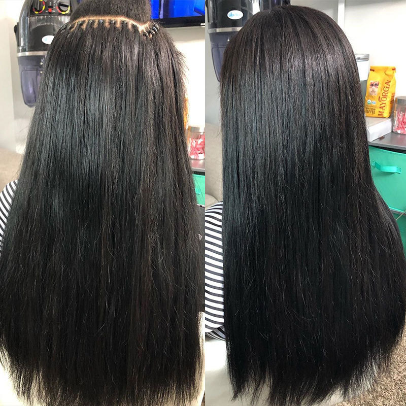 Microlink Hair Extensions Human Hair Extension I Tip Hair Extensions For Women Natural Black Brazilian Silk Straight Virgin Hair 100g/Lot