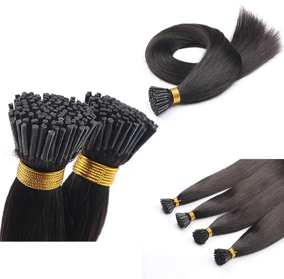 Microlink Hair Extensions Human Hair Extension I Tip Hair Extensions For Women Natural Black Brazilian Silk Straight Virgin Hair 100g/Lot