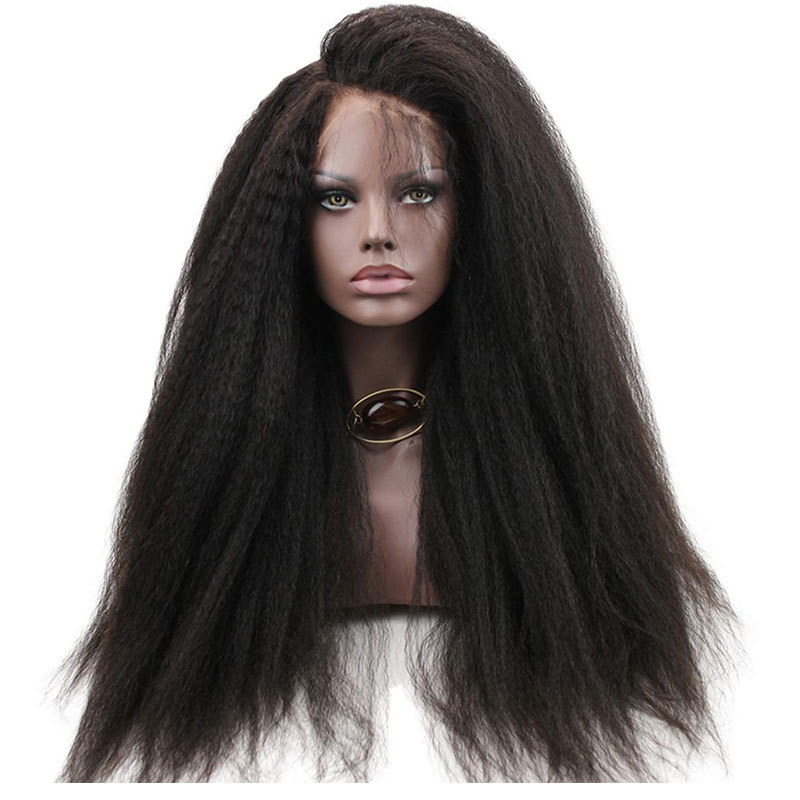 260% High Density Kinky Straight Lace Front Human Hair Wigs Brazilian Human Hair Lace Front Wig With Baby Hair For Women Natural Color