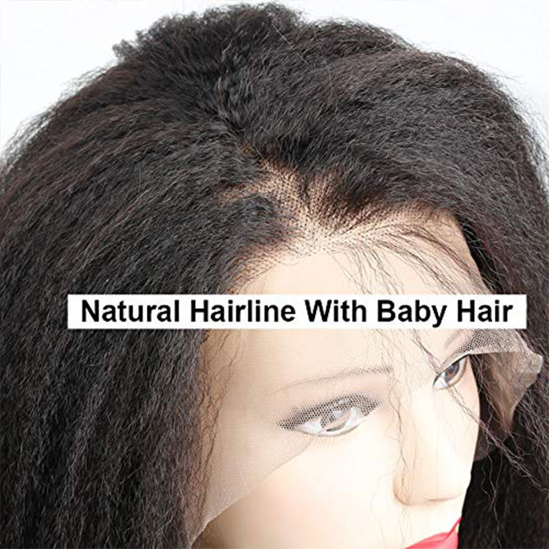 260% High Density Kinky Straight Lace Front Human Hair Wigs Brazilian Human Hair Lace Front Wig With Baby Hair For Women Natural Color