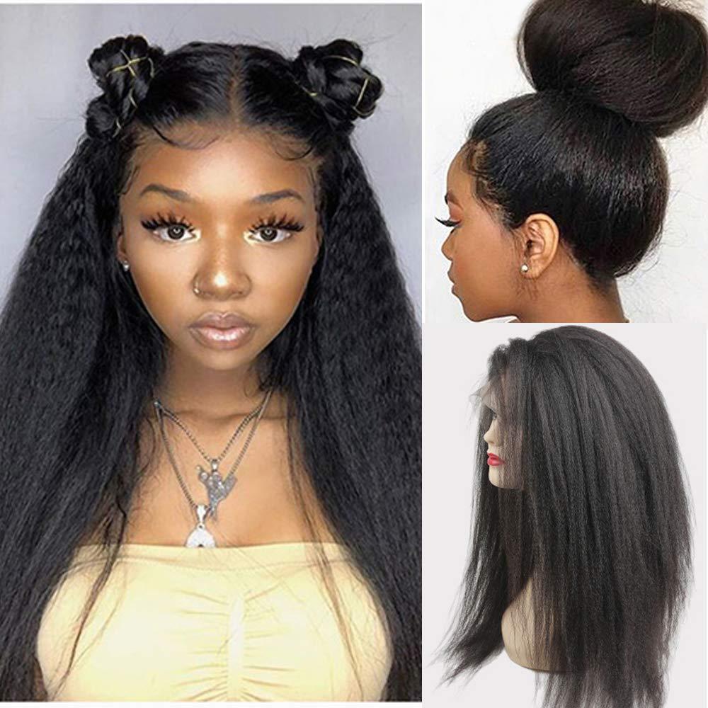 260% High Density Kinky Straight Lace Front Human Hair Wigs Brazilian Human Hair Lace Front Wig With Baby Hair For Women Natural Color