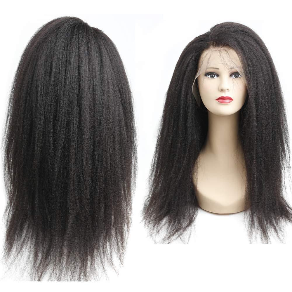 260% High Density Kinky Straight Lace Front Human Hair Wigs Brazilian Human Hair Lace Front Wig With Baby Hair For Women Natural Color