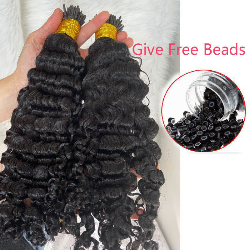 Deep Wave I Tip Hair Extensions Microlinks For Black Women Malaysia Virgin Hair 100% Human Hair Bulk Natural Black Hair Extensions Voloria