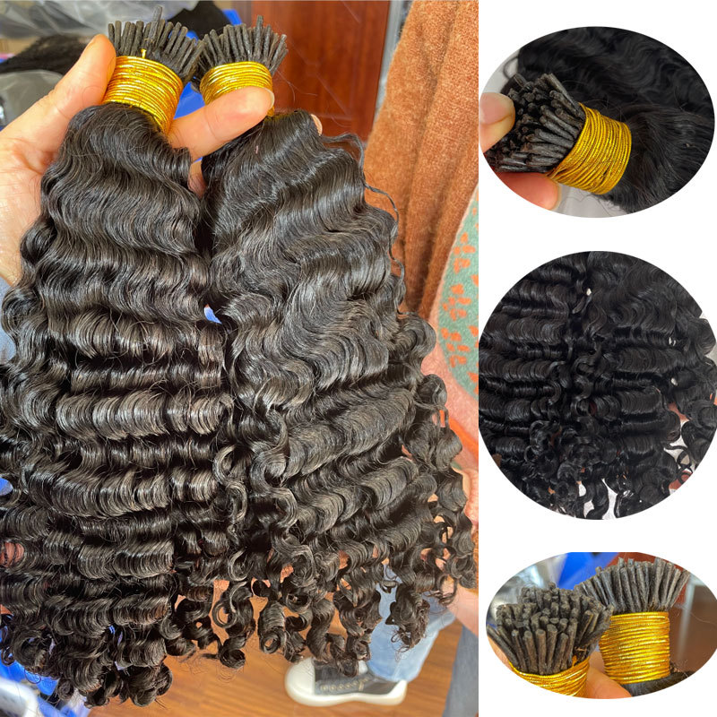 Deep Wave I Tip Hair Extensions Microlinks For Black Women Malaysia Virgin Hair 100% Human Hair Bulk Natural Black Hair Extensions Voloria