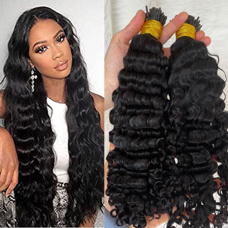 Microlink Hair Extensions Human Hair Extension I Tip Hair Extensions For Women Natural Black Brazilian Silk Straight Virgin Hair 100g/Lot