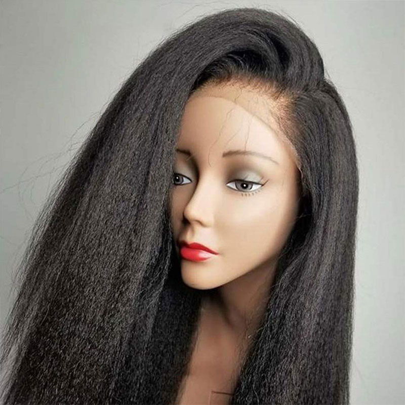 260% High Density Kinky Straight Lace Front Human Hair Wigs Brazilian Human Hair Lace Front Wig With Baby Hair For Women Natural Color