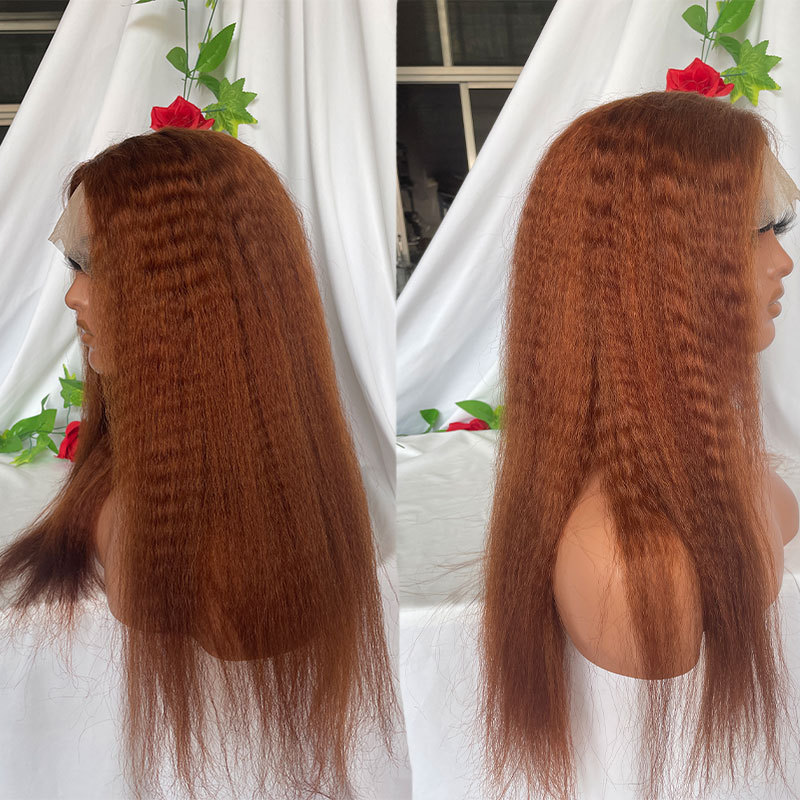 260% High Density Kinky Straight Lace Front Human Hair Wigs Brazilian Human Hair Lace Front Wig With Baby Hair For Women Natural Color