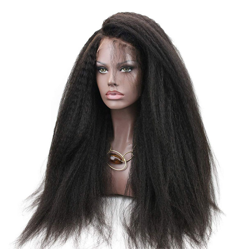 260% High Density Kinky Straight Lace Front Human Hair Wigs Brazilian Human Hair Lace Front Wig With Baby Hair For Women Natural Color