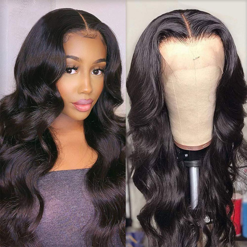 Human Hair Full Lace Wigs Body Wave 13x4 HD Transparent Lace Frontal Human Hair Wigs Brazilian Pre Plucked Lace Closure Wig For Women Natural Color