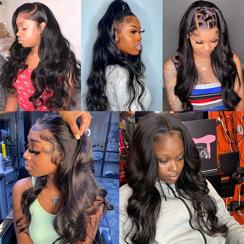 Human Hair Full Lace Wigs Body Wave 13x4 HD Transparent Lace Frontal Human Hair Wigs Brazilian Pre Plucked Lace Closure Wig For Women Natural Color