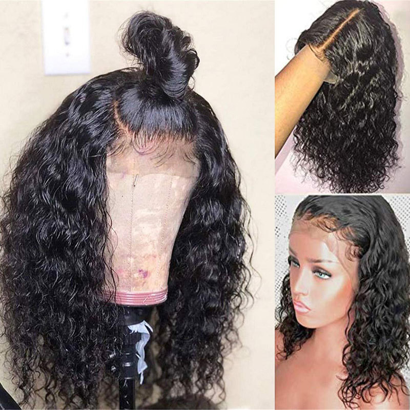 13x4 Lace Front Wigs Glueless Human Hair Water Wave Lace Frontal Wigs Pre Plucked With Baby Hair Brazilian Virgin Hair Curly Wigs Deep Water Wave Human Hair Wigs 300%Hight Density