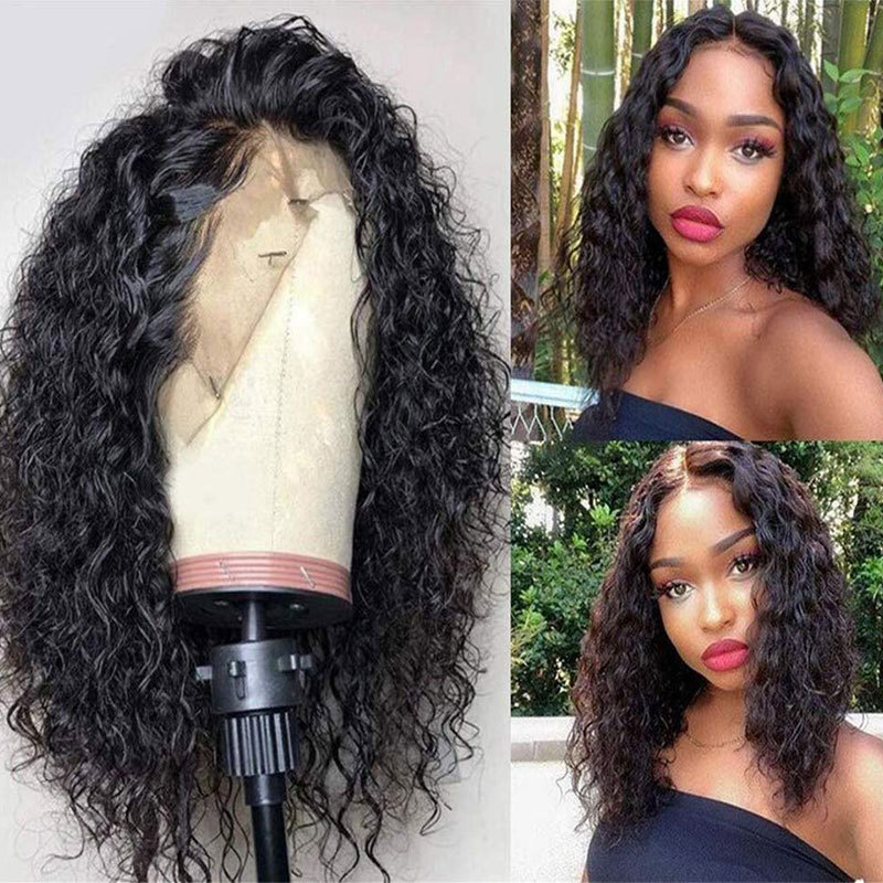 13x4 Lace Front Wigs Glueless Human Hair Water Wave Lace Frontal Wigs Pre Plucked With Baby Hair Brazilian Virgin Hair Curly Wigs Deep Water Wave Human Hair Wigs 300%Hight Density