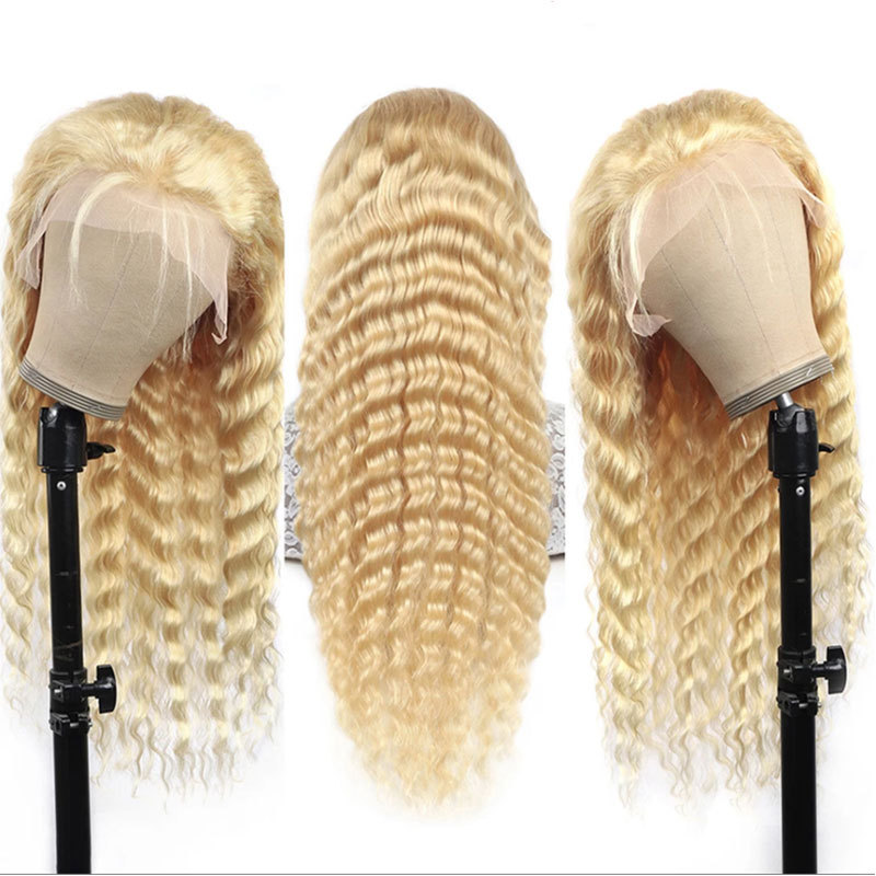 13x4 Deep Loose wave 613 Honey Blonde Curly Transparent Lace Frontal Wigs 180% Remy Hair Colored Women Human Hair Wigs