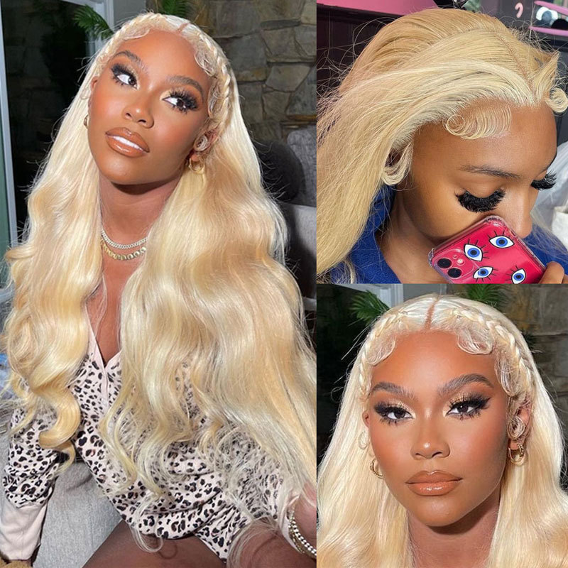 Blonde Wig 613 Lace Frontal Wig Transparent Lace Human Hair Wigs For Black Women Brazilian Remy Pre Plucked Baby Hair 13x4 Body Wave Wig