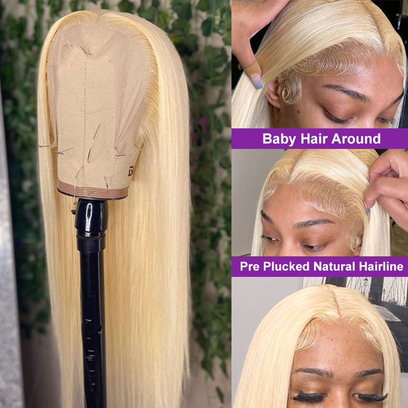 613 Lace Front Wigs Human Hair For Women Transparent Lace Frontal Wig 13X4 Lace Frontal Wig Long Blonde Straight Brazilian Human Hair Wigs Voloria