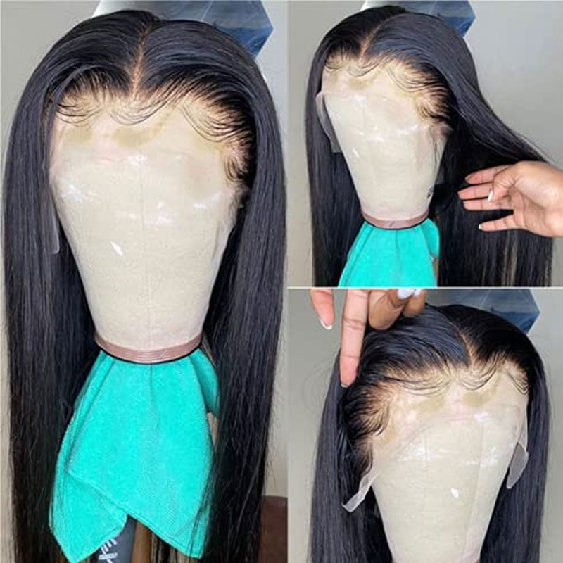 Lace Front Long Straight Wigs Transparent Lace Frontal Wigs 13X6 Human Hair Wigs For Black Women 130% Density Brazilian Glueless Wigs Human Hair Pre Plucked With Baby Hair
