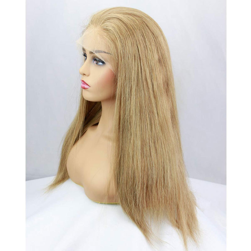 #8 Pure Blonde Color Full Lace Human Hair Wigs Brazilian Remy Human Hair Full Lace Wig With Baby Hair Pre Plucked Natural Hairline For Women