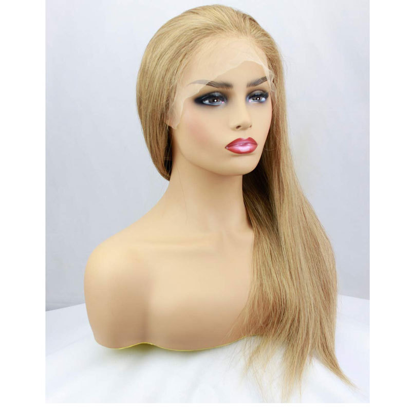 #8 Pure Blonde Color Full Lace Human Hair Wigs Brazilian Remy Human Hair Full Lace Wig With Baby Hair Pre Plucked Natural Hairline For Women