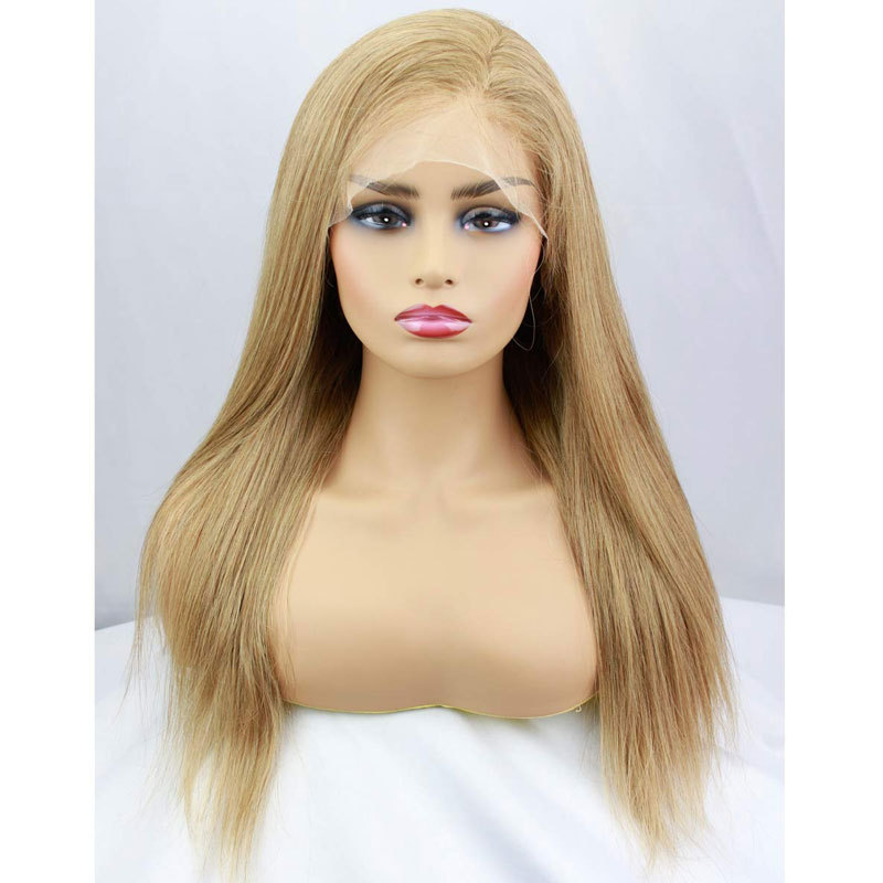 #8 Pure Blonde Color Full Lace Human Hair Wigs Brazilian Remy Human Hair Full Lace Wig With Baby Hair Pre Plucked Natural Hairline For Women