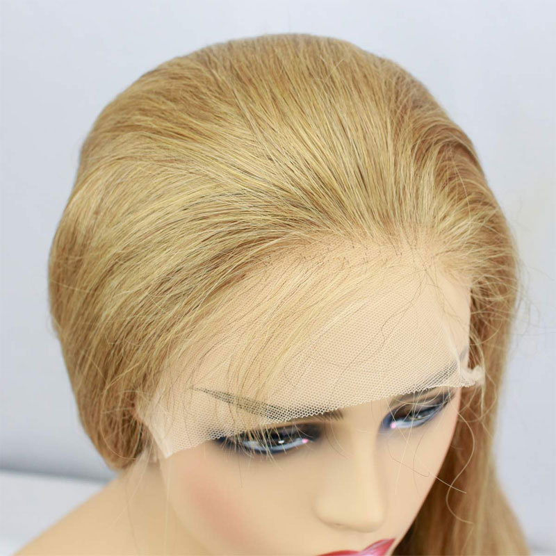 #8 Pure Blonde Color Full Lace Human Hair Wigs Brazilian Remy Human Hair Full Lace Wig With Baby Hair Pre Plucked Natural Hairline For Women