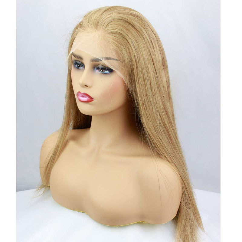 #8 Pure Blonde Color Full Lace Human Hair Wigs Brazilian Remy Human Hair Full Lace Wig With Baby Hair Pre Plucked Natural Hairline For Women