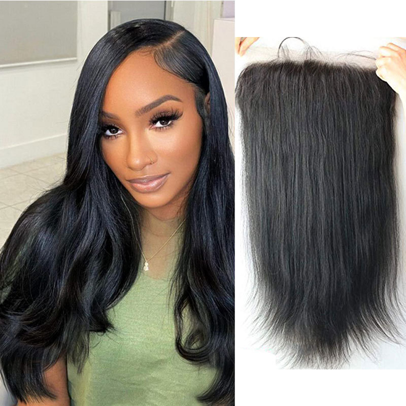 Voloria 8A Free Part Transparent Lace Brazilian Virgin Hair Silk Straight Lace Frontal Closure 13x6" Ear To Ear Human Hair Top Full Lace Front Closures With Baby Hair