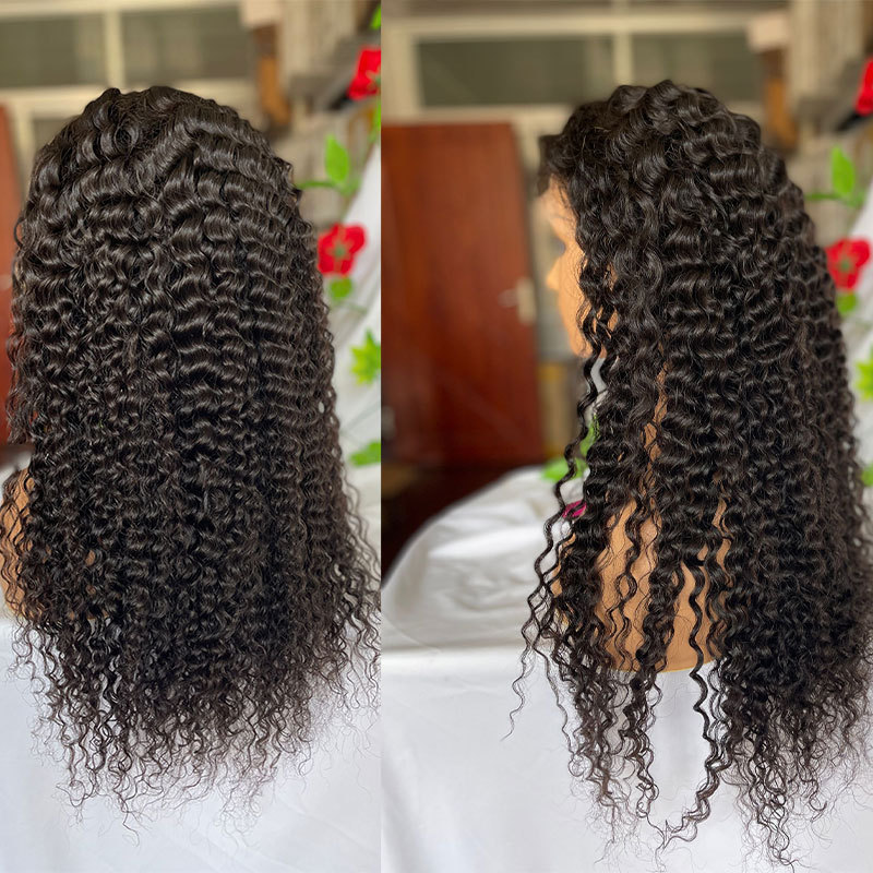 Deep Wave 13x6 Lace Front Human Hair Wig Remy Water Curly Frontal Wigs Transprent Human Hair Wigs For Women 150% Density Lace Front Wigs Natural Color